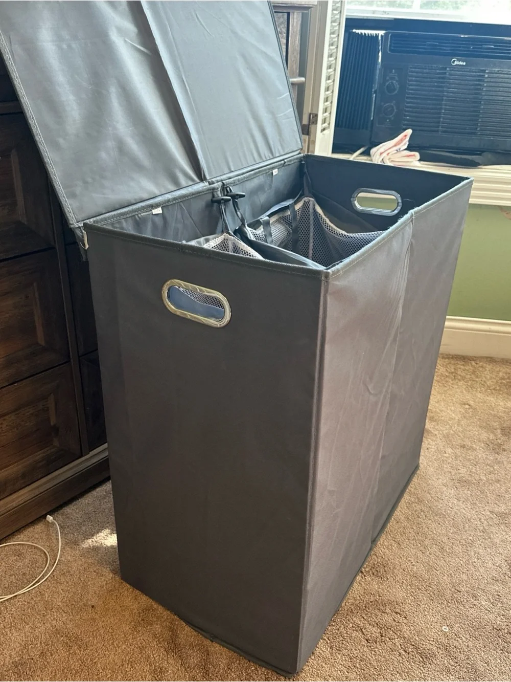 Double Laundry Hamper Collapsible Mesh Bag Closet Space Storage